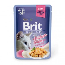 BRIT Premium Cat Chicken Fillets Jelly БРИТ Премиум влажный корм с курицей  для взрослых кошек в Желе (Пауч)